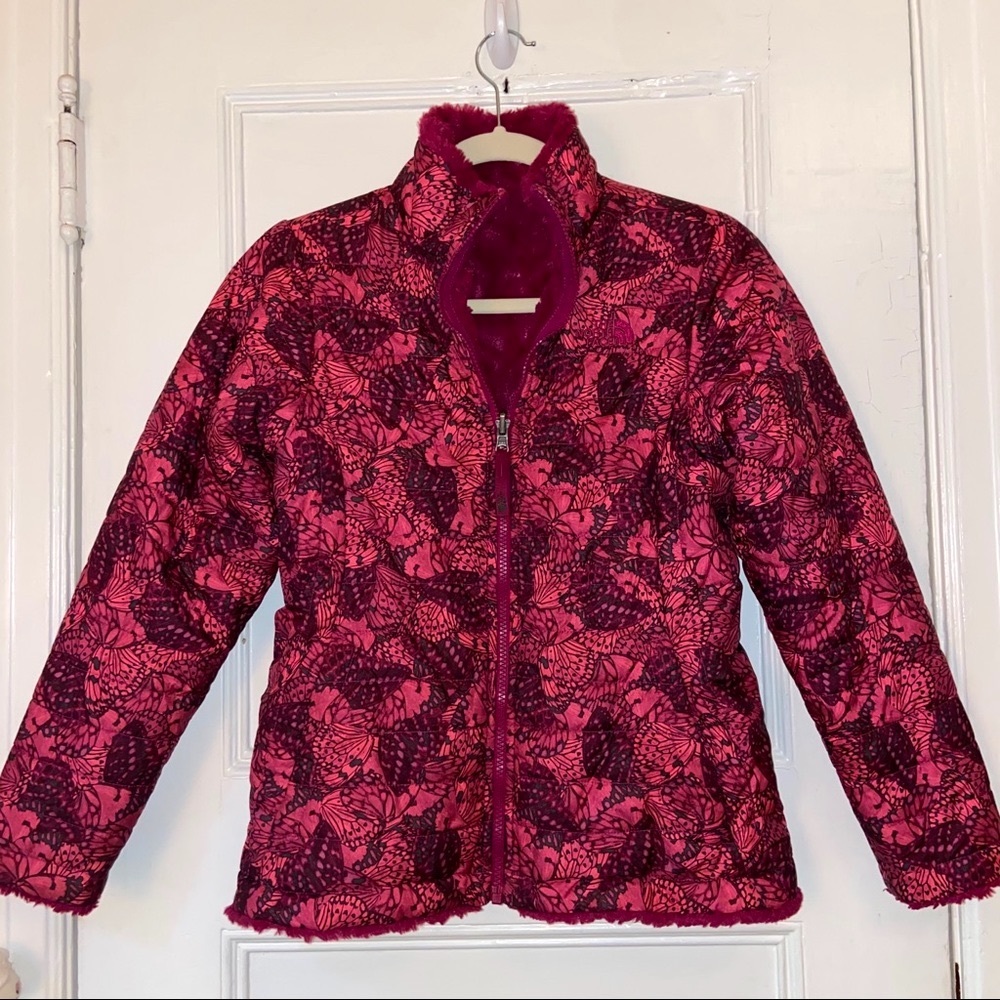 Reversible Fuzzy The North Face zip up jacket